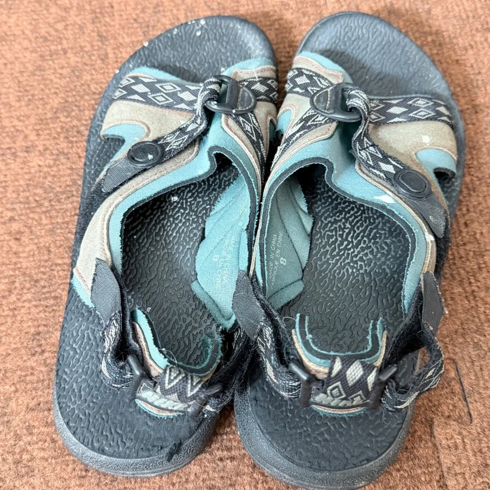 Nike ACG Vintage Sandals Mens 8 Teal Tan Black Strappy Hiking Water Shoes‎ 90s